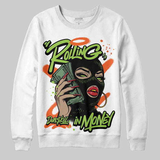 Neon Green Sneakers DopeSkill Sweatshirt Rolling in Money Graphic Streetwear - White