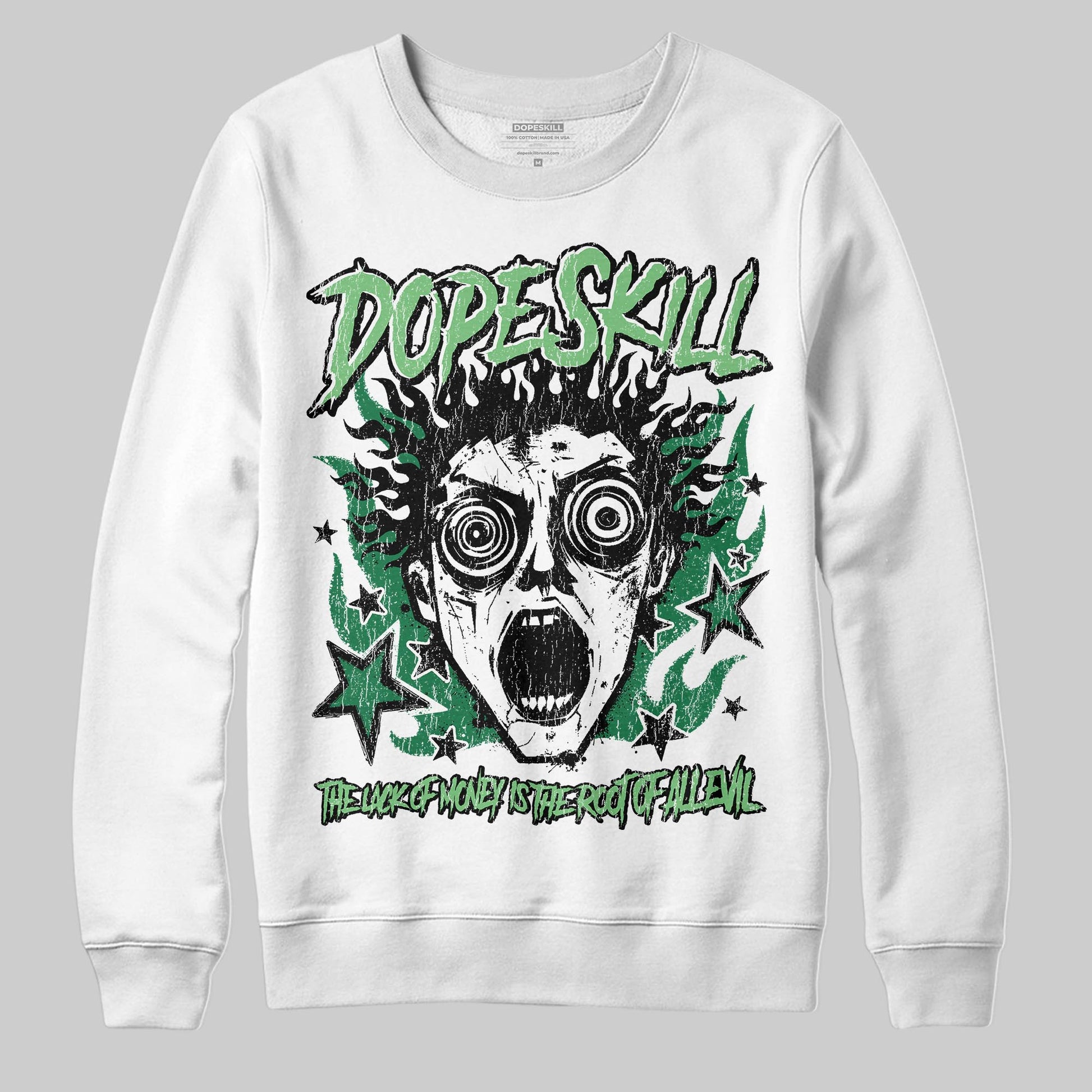 Green Sneakers DopeSkill Sweatshirt Root of Evil Graphic Streetwear - White