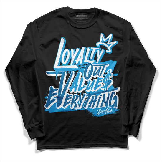 Jordan 4 Retro Military Blue DopeSkill Long Sleeve T-Shirt LOVE Graphic Streetwear - Black