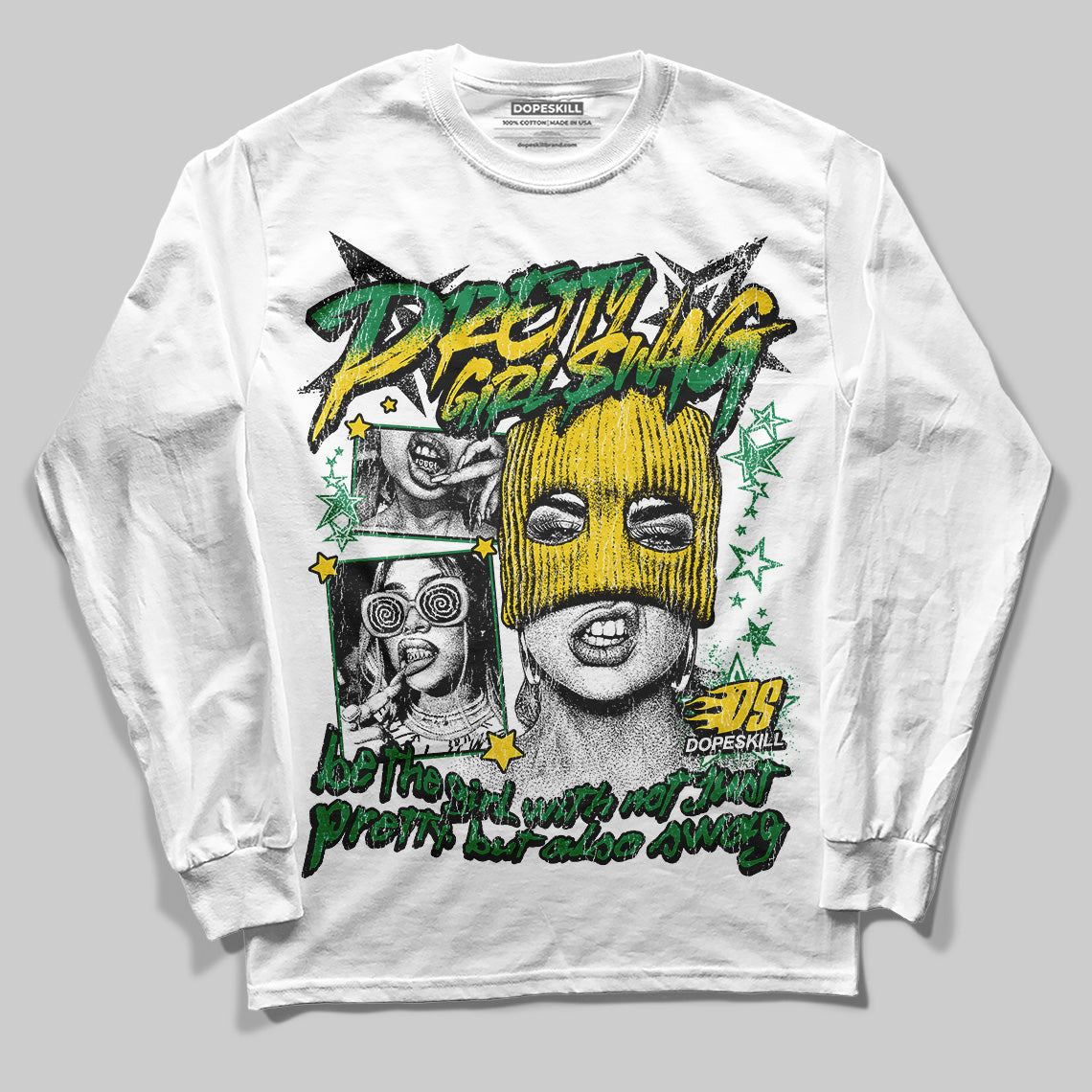 Jordan 5 “Lucky Green” DopeSkill Long Sleeve T-Shirt Pretty Girl Swag Graphic Streetwear - White