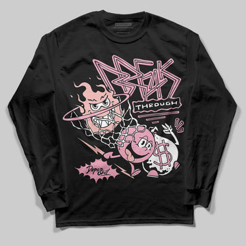 AMIRI White & Pink Stars Court Sneakers DopeSkill Long Sleeve T-Shirt Break Through Graphic Streetwear - Black