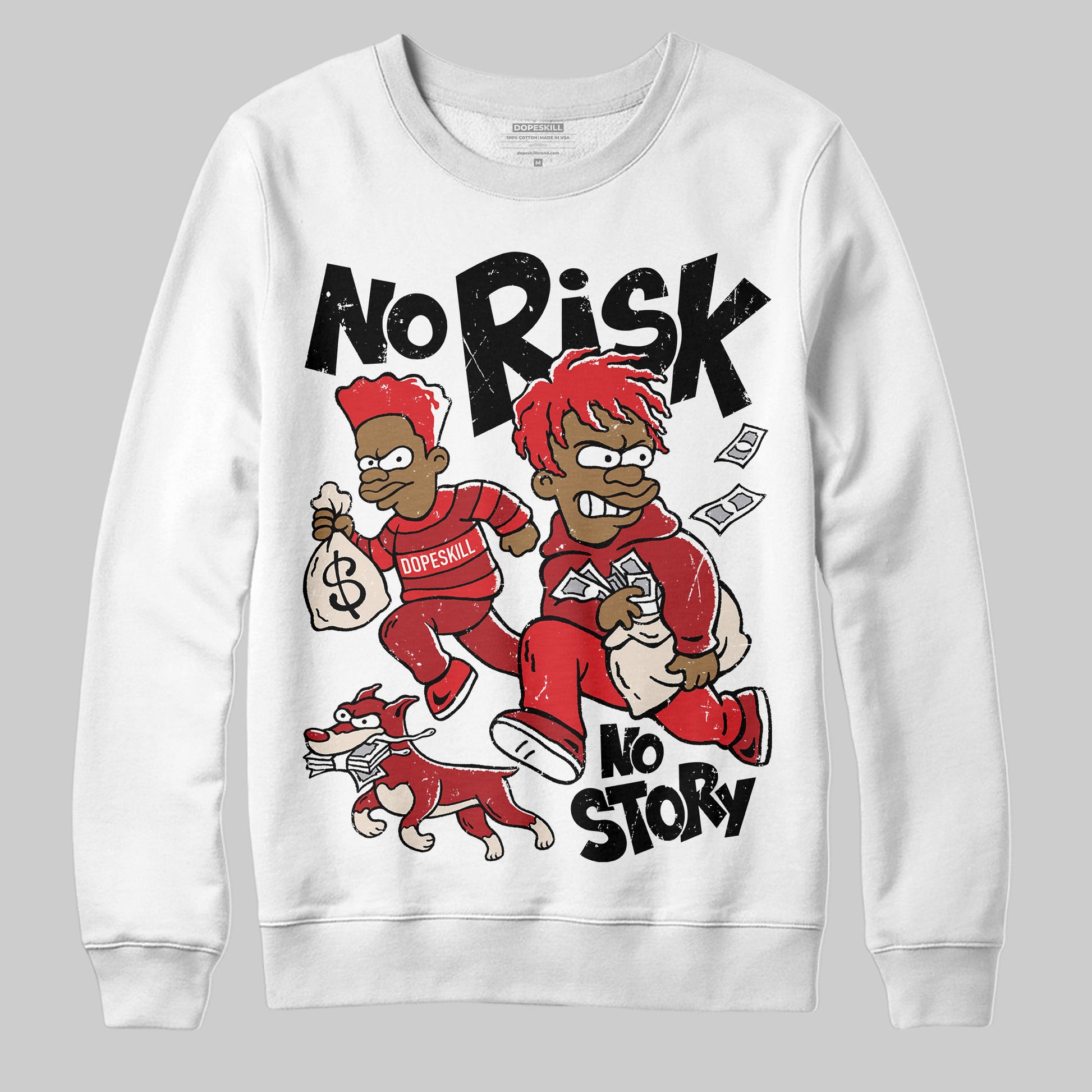 Adidas Samba OG ‘Talchum Pack ‑ Scarlet’ DopeSkill Sweatshirt No Risk No Story Graphic Streetwear - White