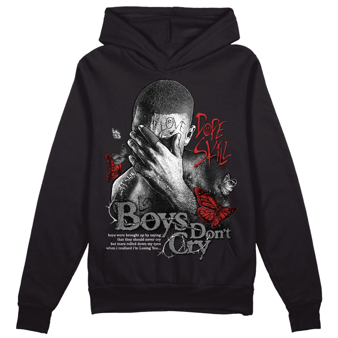 Jordan 1 High OG “Black/White” DopeSkill Hoodie Sweatshirt Boys Don't Cry Graphic Streetwear - Black