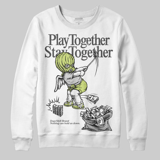 Jordan 4 GS “Light Lemon Twist” DopeSkill Sweatshirt Play together, Stay together Graphic Streetwear - White