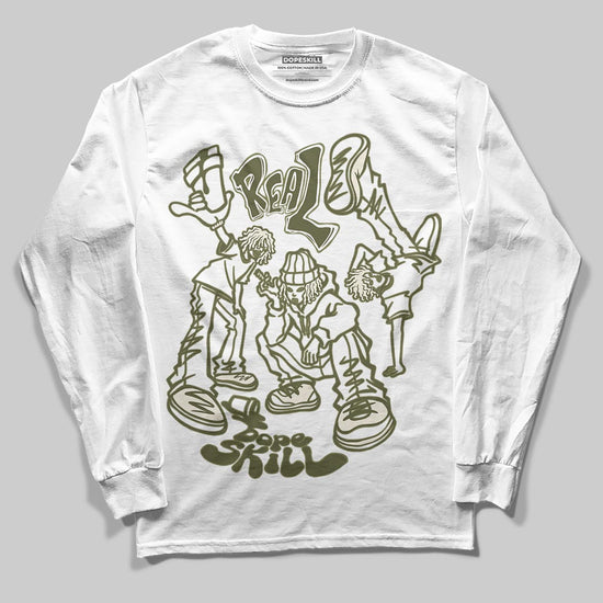 Jordan 3 “Medium Olive” aka “Family Affair” DopeSkill Long Sleeve T-Shirt Real Y2K Players Graphic Streetwear - White