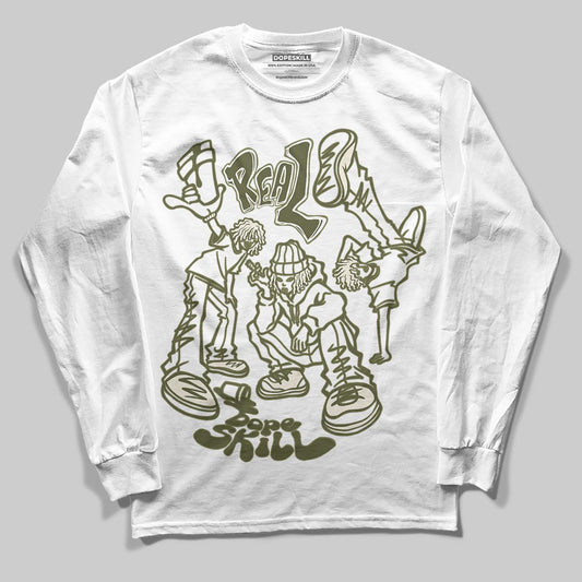 Jordan 3 “Medium Olive” aka “Family Affair” DopeSkill Long Sleeve T-Shirt Real Y2K Players Graphic Streetwear - White