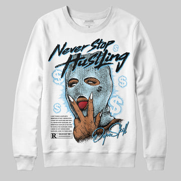 Jordan 11 Retro Legend Blue DopeSkill Sweatshirt Never Stop Hustling Graphic Streetwear - White