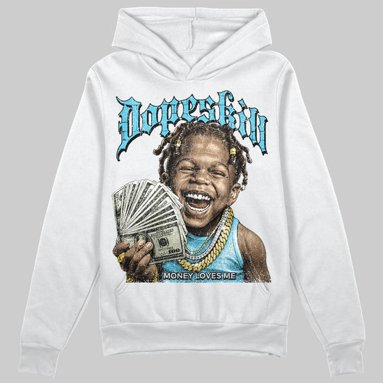 Jordan 11 Retro Gamma Blue (2025) DopeSkill Hoodie Sweatshirt Money Loves Me Graphic Streetwear - White 
