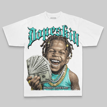Aqua Oversize Print Money Loves Me DopeSkill Graphic Premium T-shirt Streetwear - White