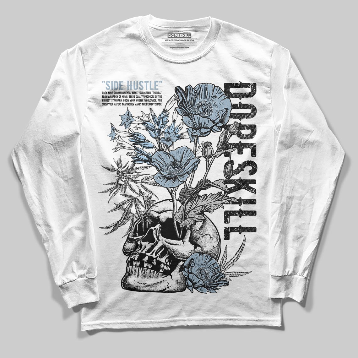 Jordan 40 “Blue Suede” DopeSkill Long Sleeve T-Shirt Side Hustle Graphic Streetwear - White