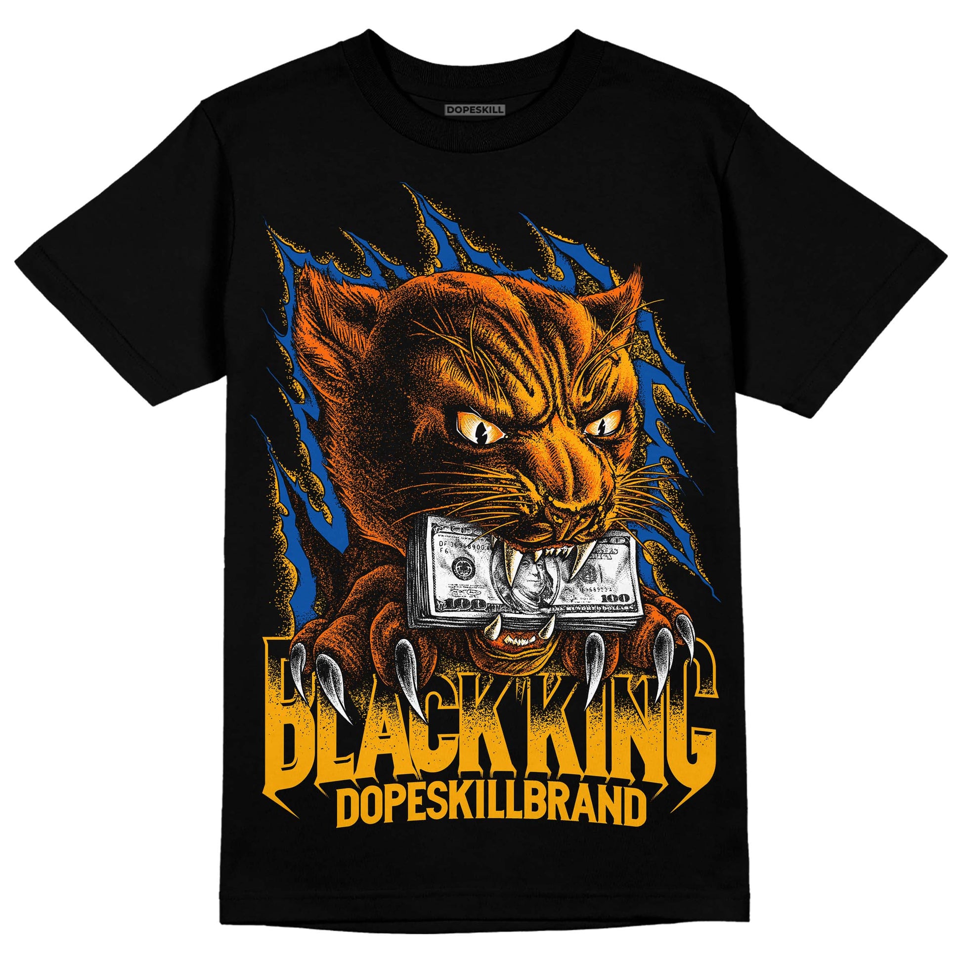 Dunk Blue Jay and University Gold DopeSkill T-Shirt Black King Graphic Streetwear - Black