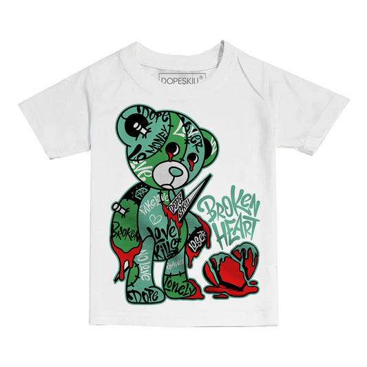 Jordan 1 High OG Green Glow DopeSkill Toddler Kids T-shirt Broken Heart Graphic Streetwear - White