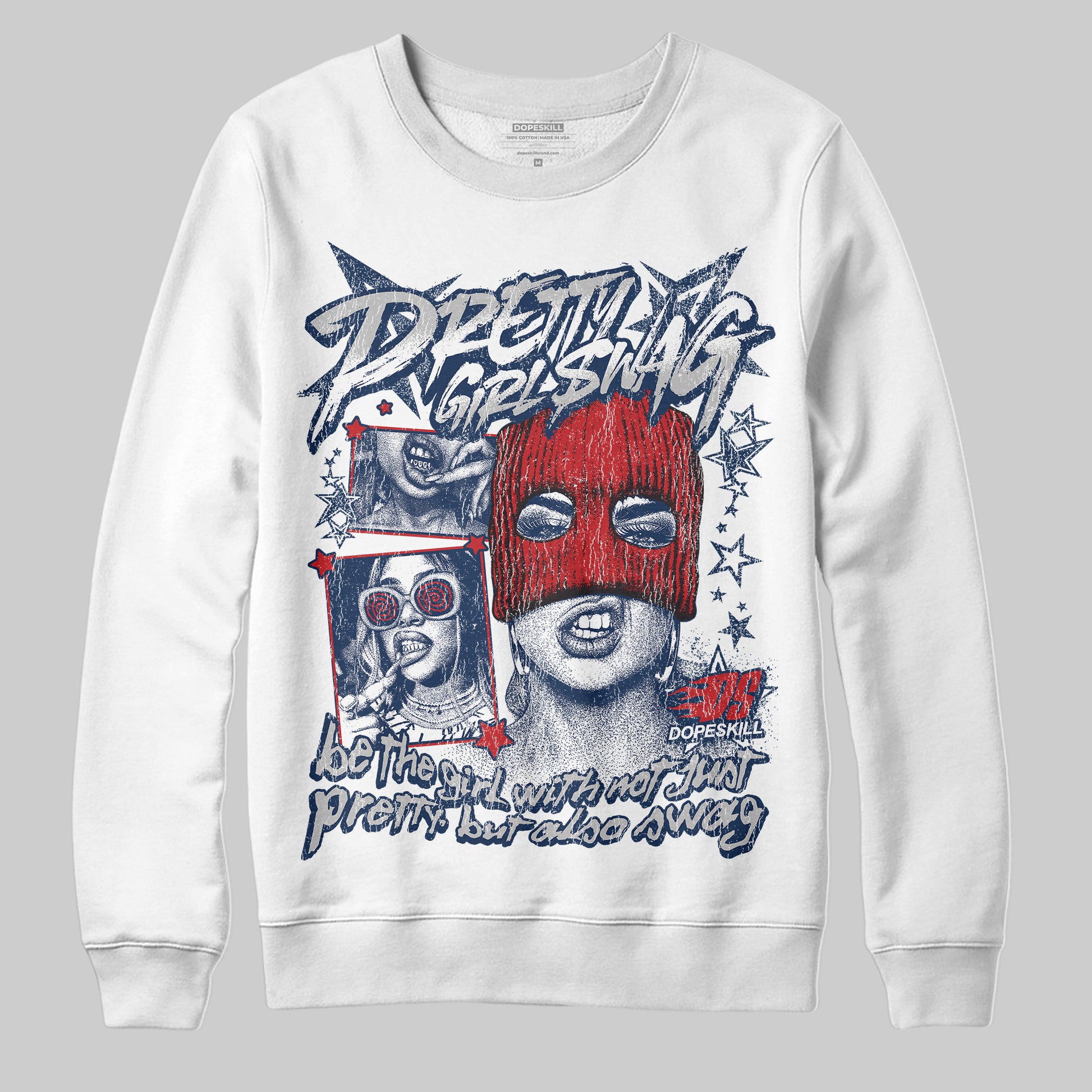 Jordan 4 SB “Summit White/Navy” DopeSkill Sweatshirt Pretty Girl Swag Graphic Streetwear - White