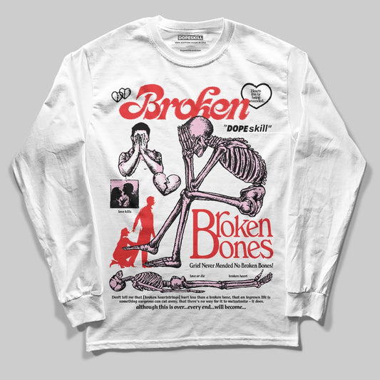 Awake NY x Air Jordan 5 Arctic Pink DopeSkill Long Sleeve T-Shirt Broken Bones Graphic Streetwear - White