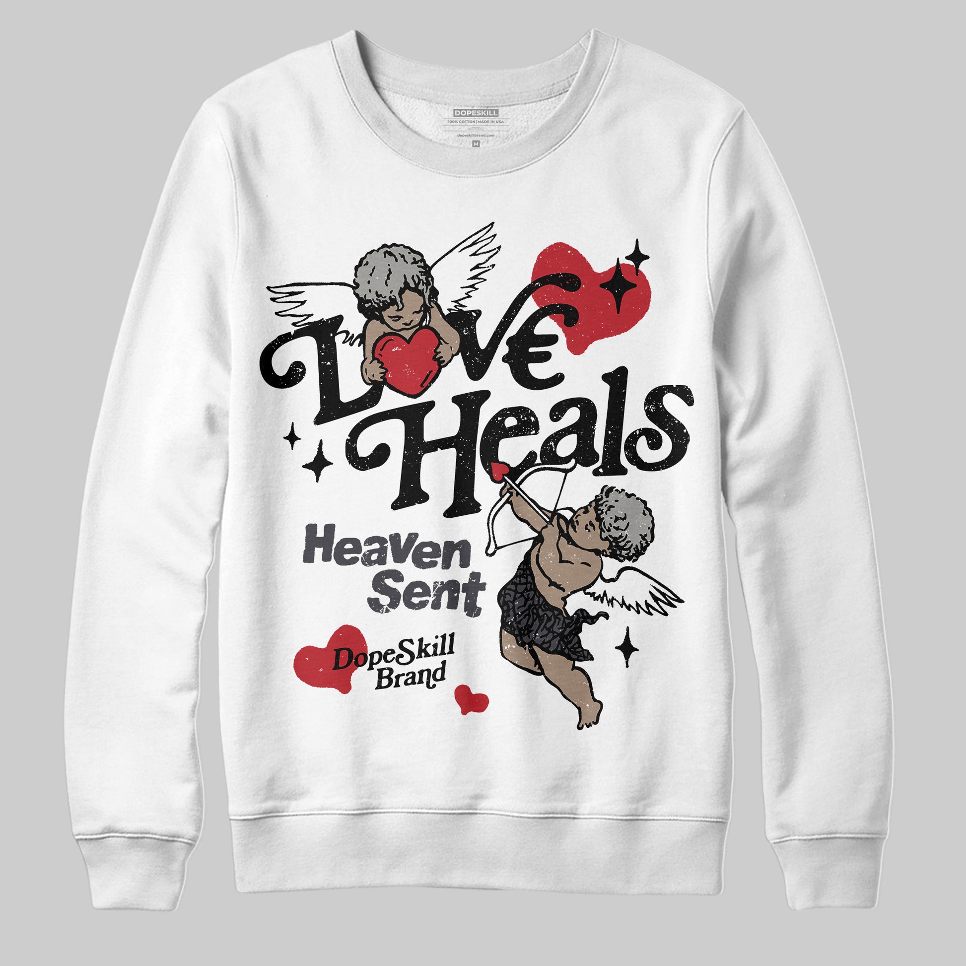 Jordan 3 Retro Black Cat DopeSkill Sweatshirt New Love Heals Graphic Streetwear - White