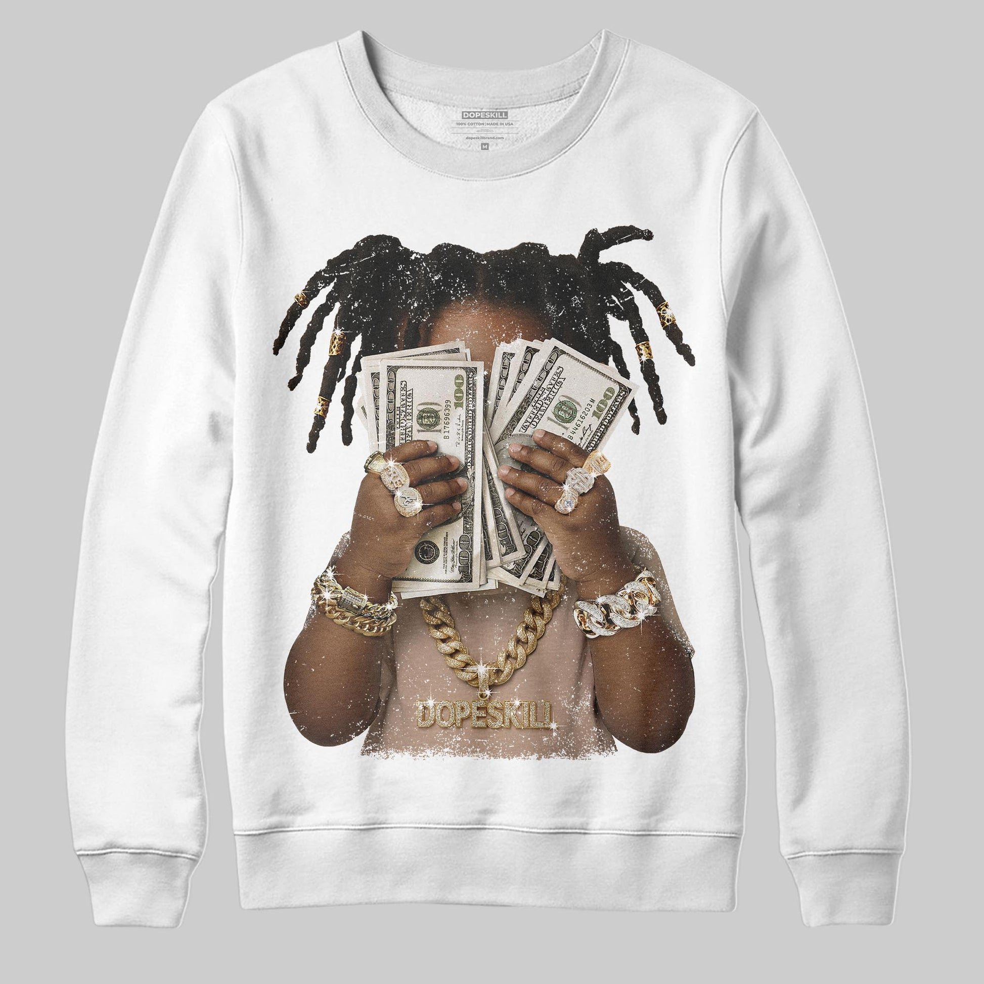 Jordan 4 Retro Cozy Girl DopeSkill Sweatshirt Rich Youth Graphic Streetwear - White