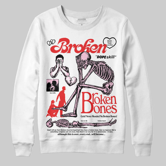 Awake NY x Air Jordan 5 Arctic Pink DopeSkill Sweatshirt Broken Bones Graphic Streetwear - White