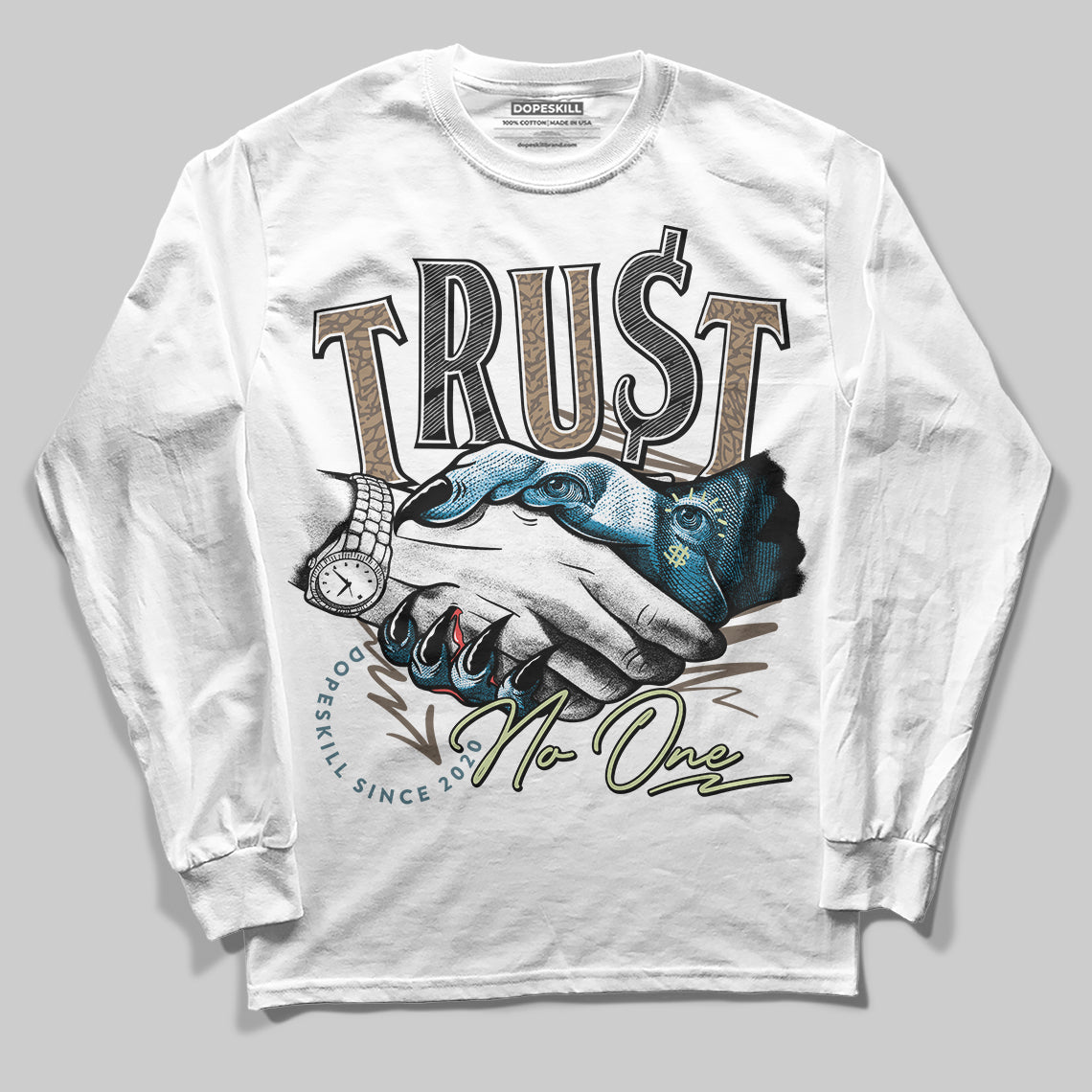 Jordan 3 GS “We Outside” DopeSkill Long Sleeve T-Shirt Trust No One Graphic Streetwear - White