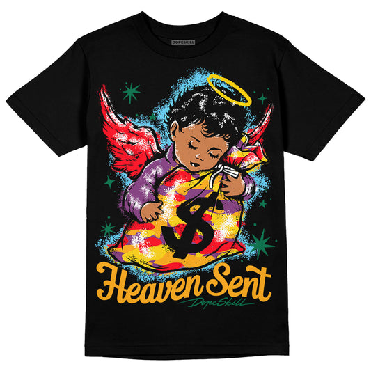 Jordan 1 Mid GS 'Six Championships' DopeSkill T-Shirt Heaven Sent Graphic Streetwear - Black