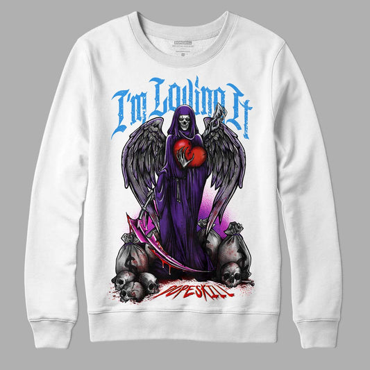 Jordan 3 Dark Iris DopeSkill Sweatshirt New I'm Loving It Graphic Streetwear - White