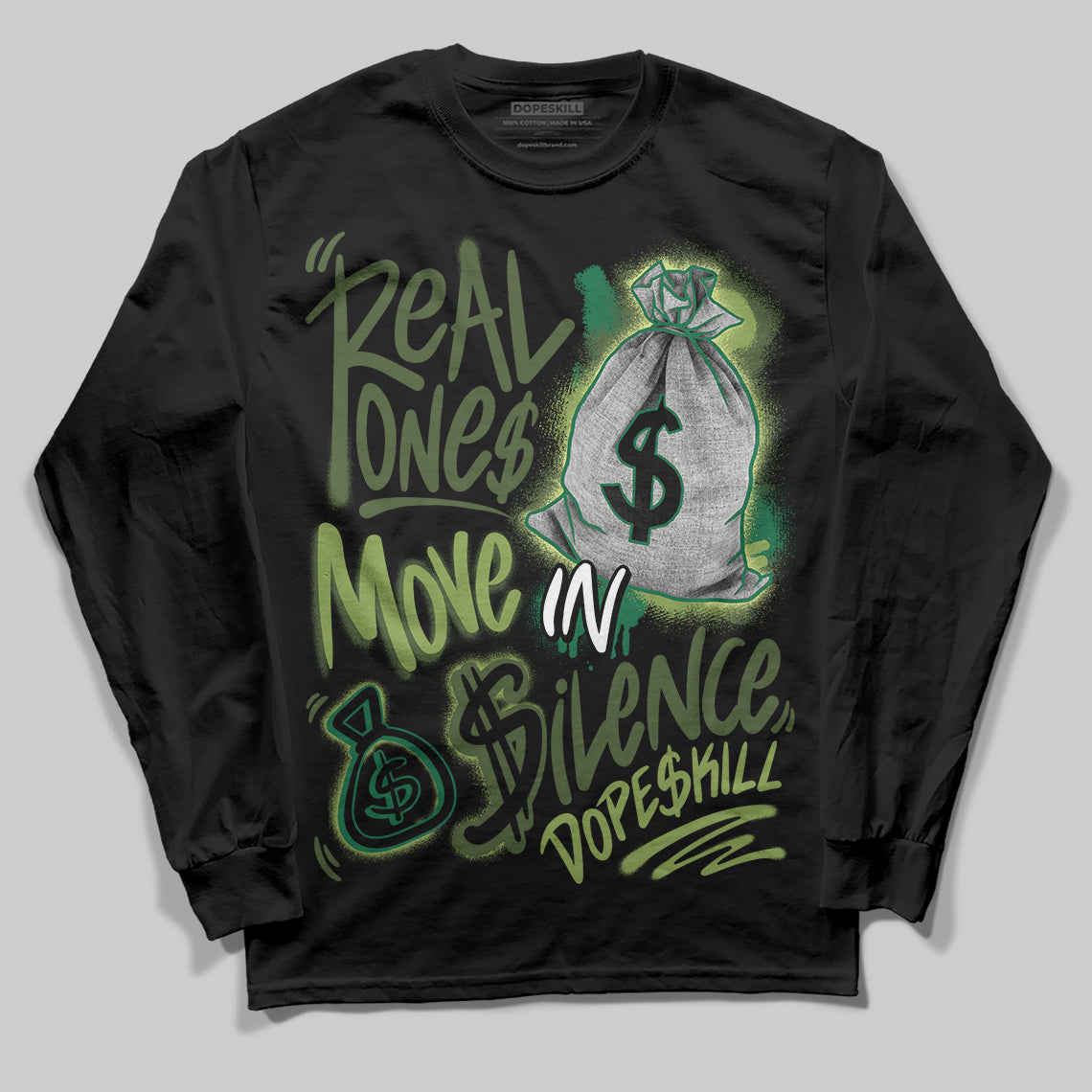Foamposite Pro 'Pine Green' DopeSkill Long Sleeve T-Shirt Real Ones Move In Silence Graphic Streetwear - Black