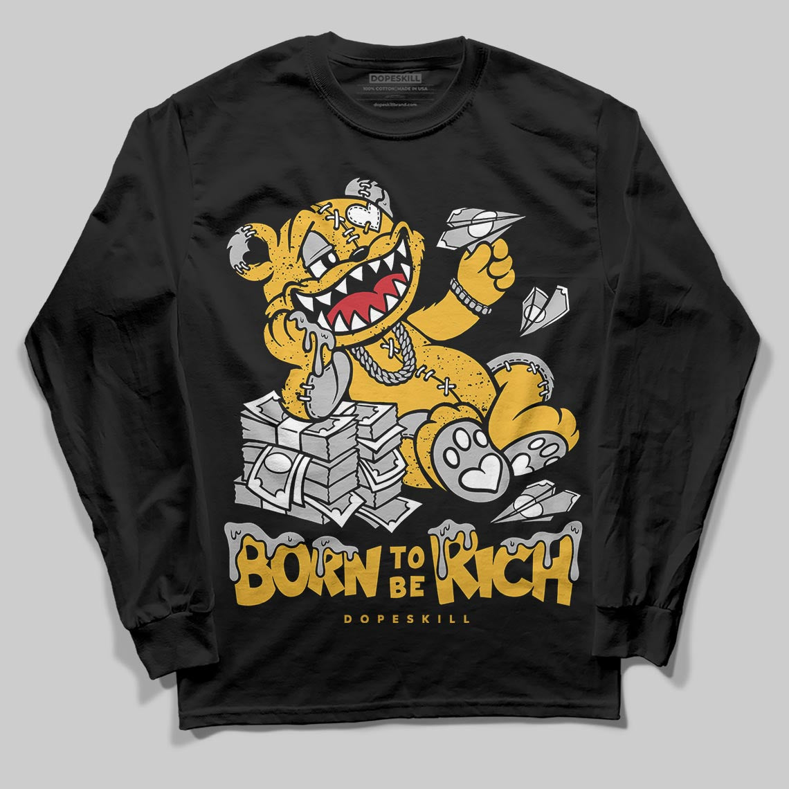 Jordan 5 'Tokyo' DopeSkill Long Sleeve T-Shirt Born To Be Rich Graphic Streetwear - Black