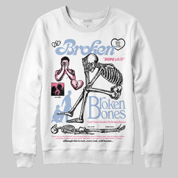 Jordan 3 GS “Denim/Pink Glow” DopeSkill Sweatshirt Broken Bones Graphic Streetwear - White 
