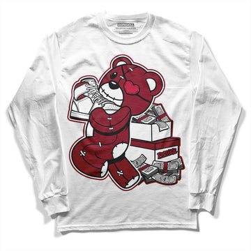 Jordan 1 Retro High '85 OG Metallic Burgundy DopeSkill Long Sleeve T-Shirt Bear Steals Sneaker Graphic Streetwear - WHite