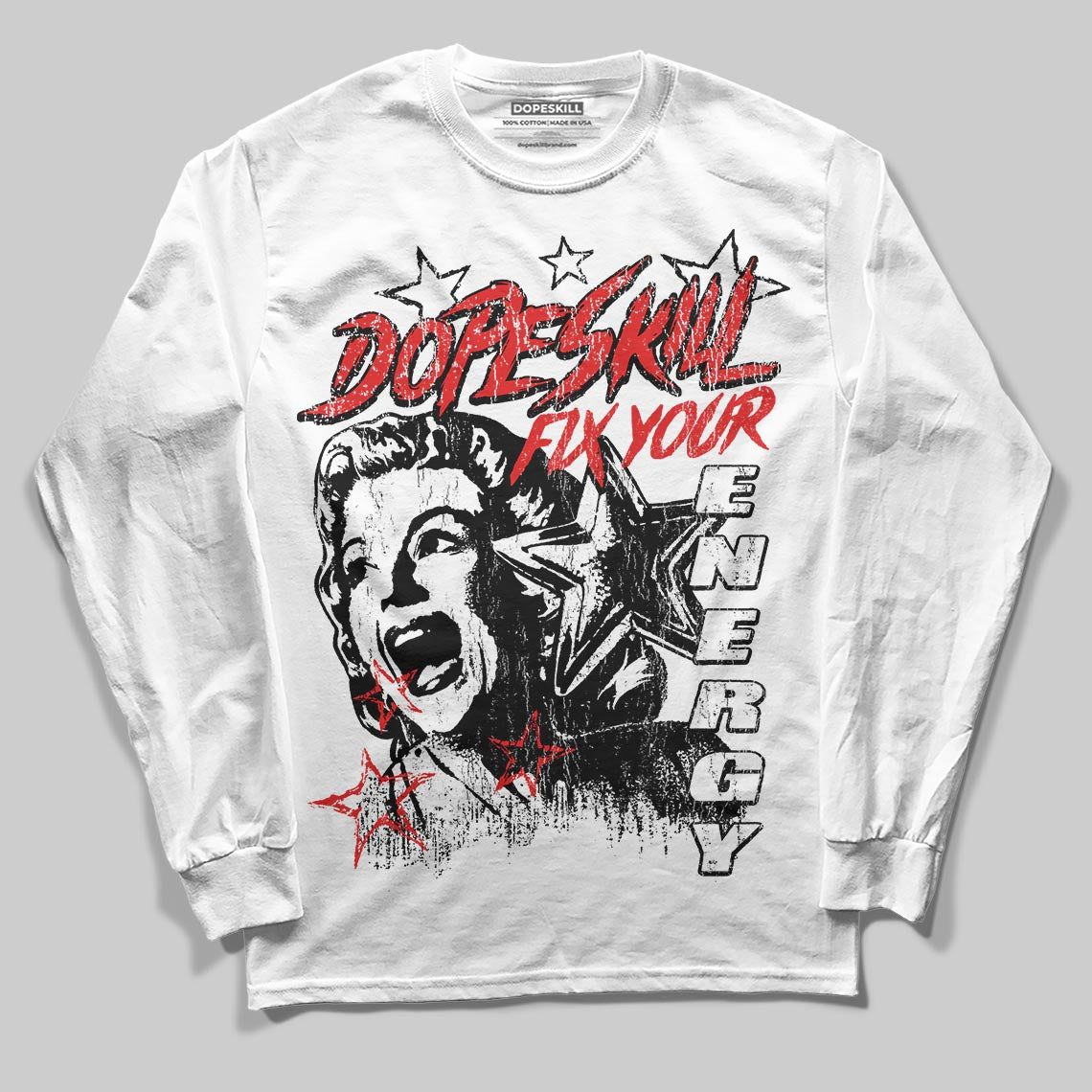 Black and White Sneakers DopeSkill Long Sleeve T-Shirt Fix Your Energy Graphic Streetwear - White 