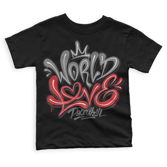 Jordan 1 High OG “Black/White” DopeSkill Toddler Kids T-shirt World Love Graphic Streetwear - Black