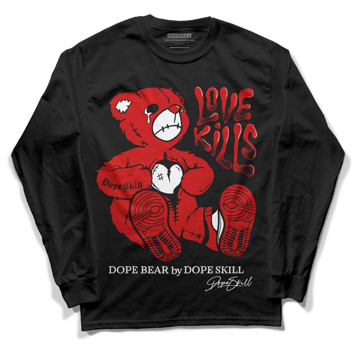 Jordan 1 Retro Low "Black Toe" DopeSkill Long Sleeve T-Shirt Love Kills Graphic Streetwear - Black