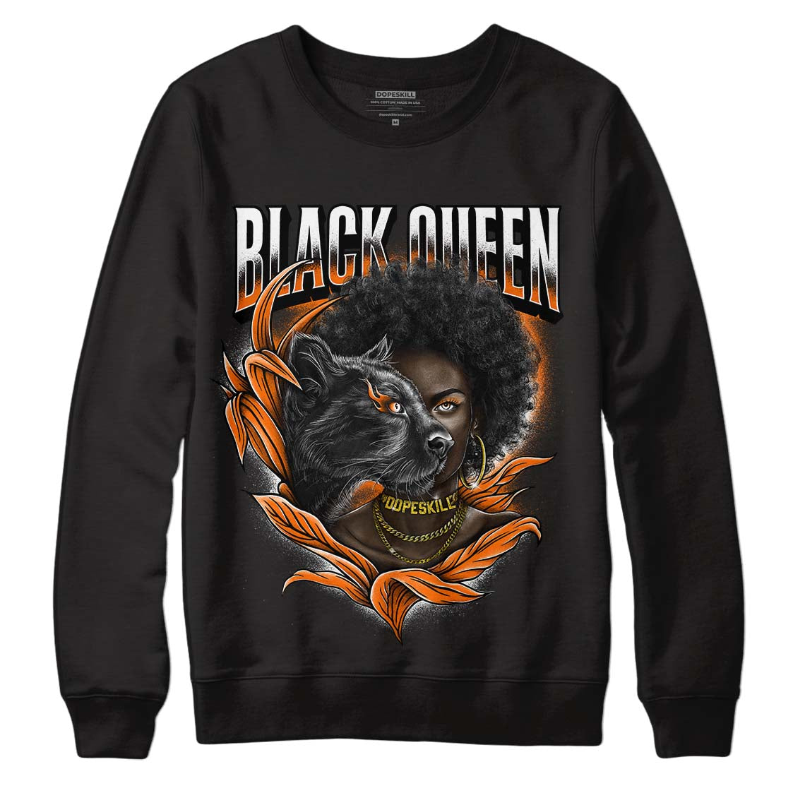 Orange, Black & White Sneakers DopeSkill Sweatshirt New Black Queen Graphic Streetwear - Black