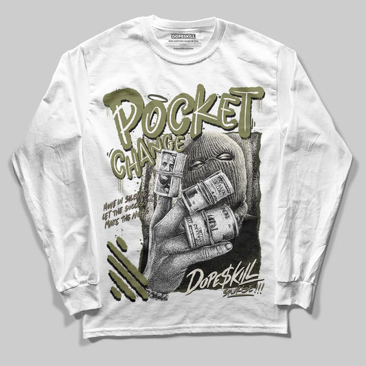 Jordan 3 “Medium Olive” aka “Family Affair” DopeSkill Long Sleeve T-Shirt Pocket Change Graphic Streetwear - White