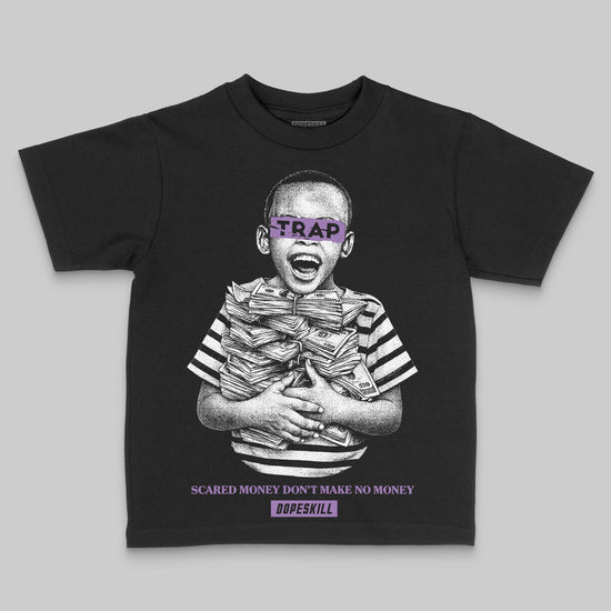 PURPLE Sneakers DopeSkill Toddler Kids T-shirt Scared Money Don't Make No Money Graphic Streetwear - Black