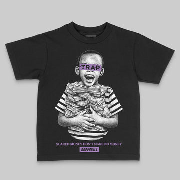 PURPLE Sneakers DopeSkill Toddler Kids T-shirt Scared Money Don't Make No Money Graphic Streetwear - Black