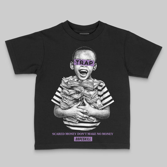 PURPLE Sneakers DopeSkill Toddler Kids T-shirt Scared Money Don't Make No Money Graphic Streetwear - Black