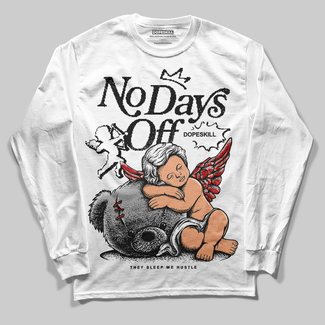 Jordan 3 OG “Black Cement” DopeSkill Long Sleeve T-Shirt New No Days Off Graphic Streetwear - White