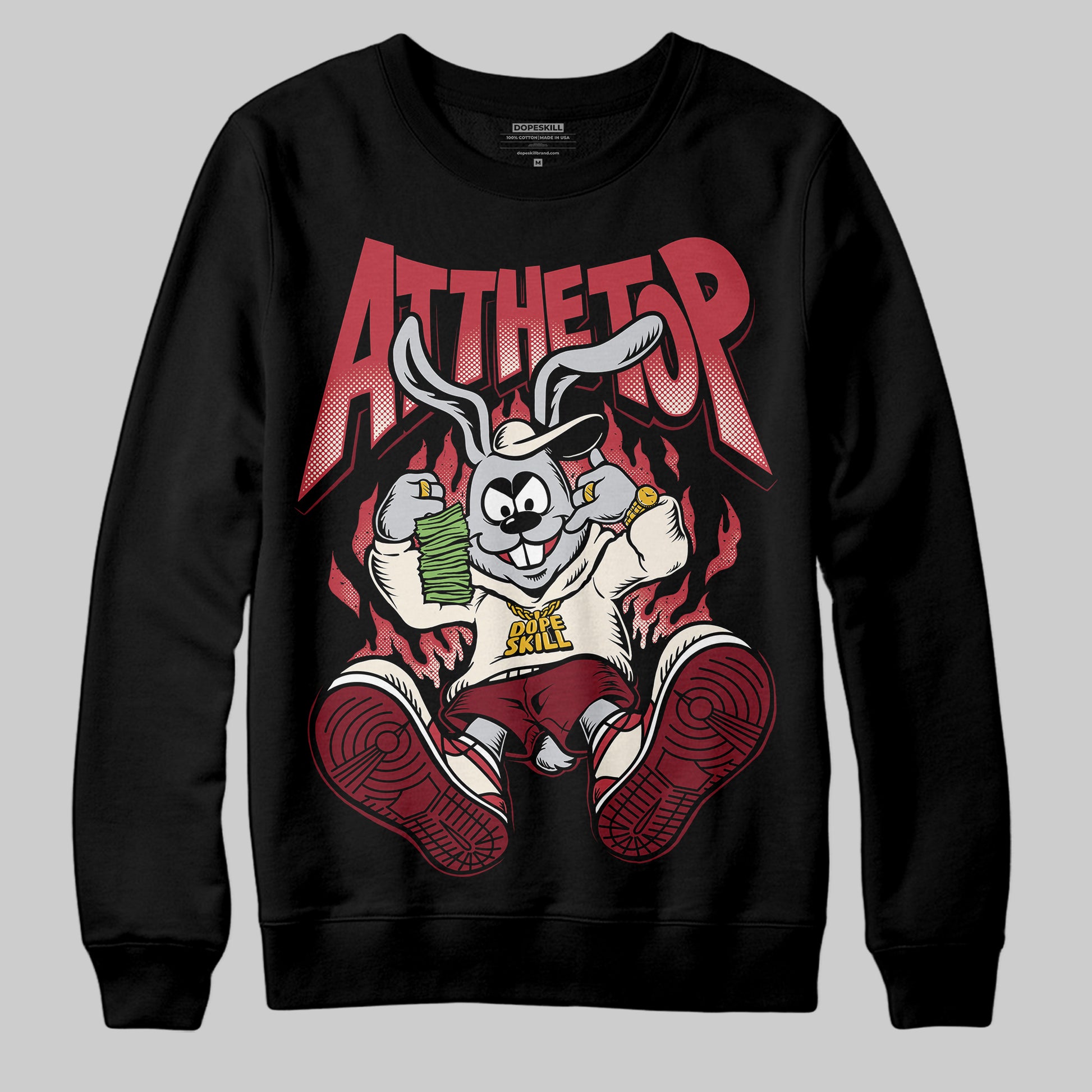 Jordan 4 “Sierra Red" DopeSkill Sweatshirt At The Top Graphic Streetwear - Black