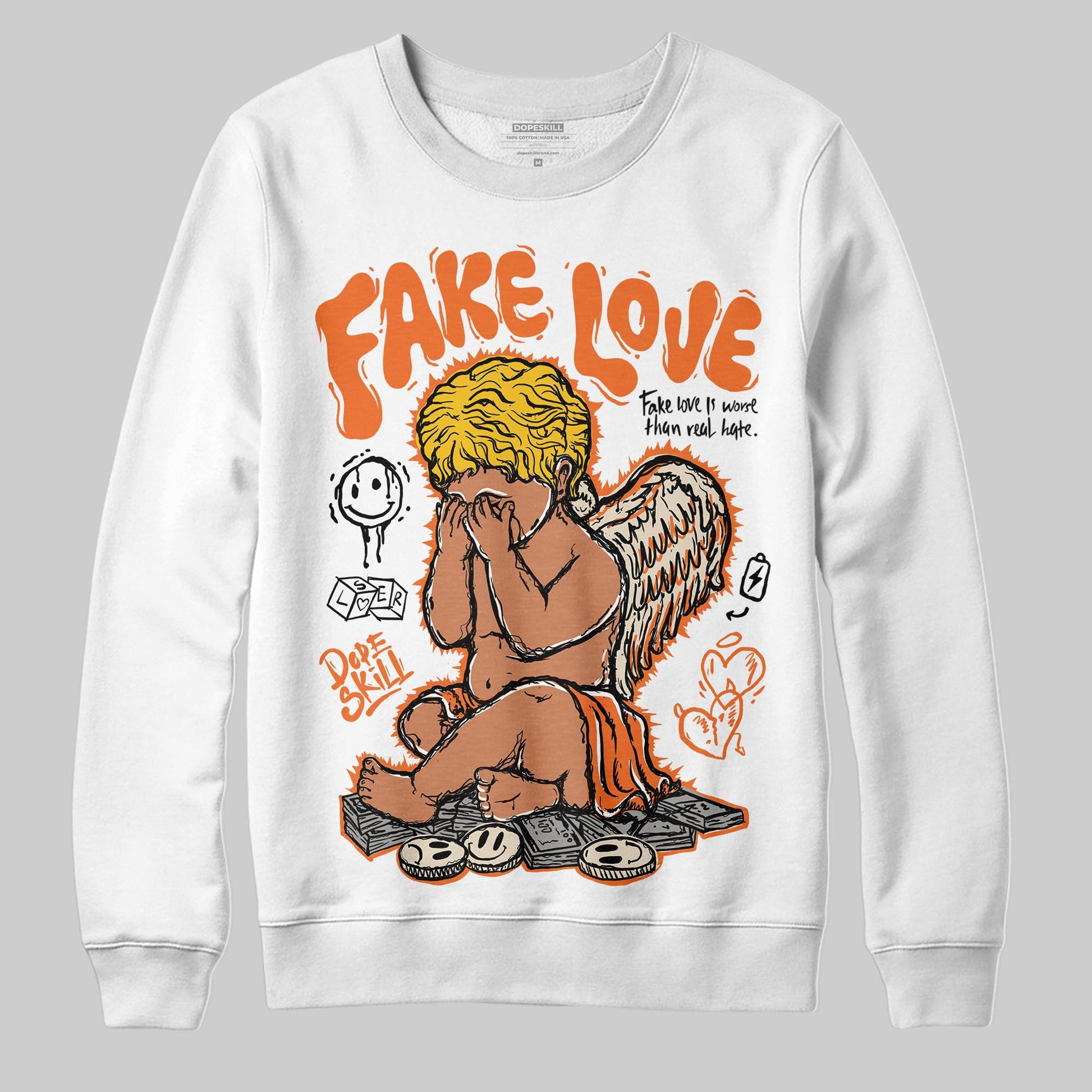 Jordan 3 “Starfish” DopeSkill Sweatshirt False Love Graphic Streetwear - White 