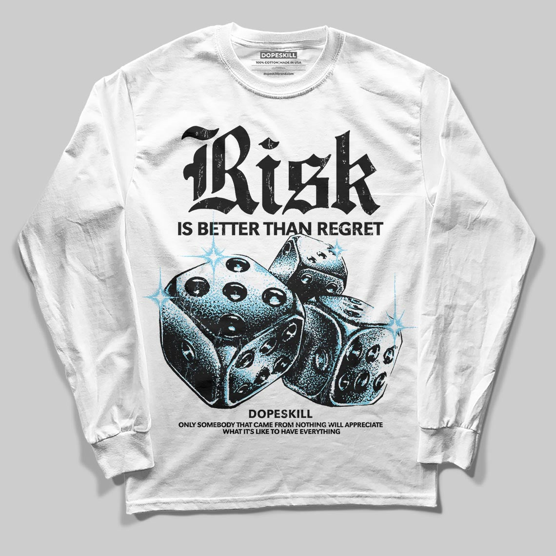 Black and White Sneakers DopeSkill Long Sleeve T-Shirt Risk Is Better Than Regret Graphic Streetwear - White 