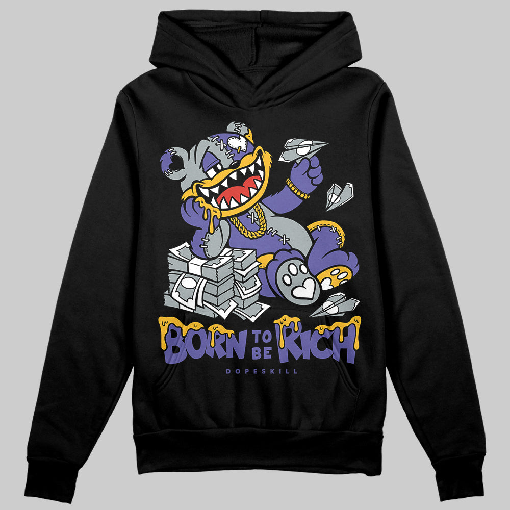 Jordan 4 Retro Lakers DopeSkill Hoodie Sweatshirt Born To Be Rich Graphic Streetwear - black