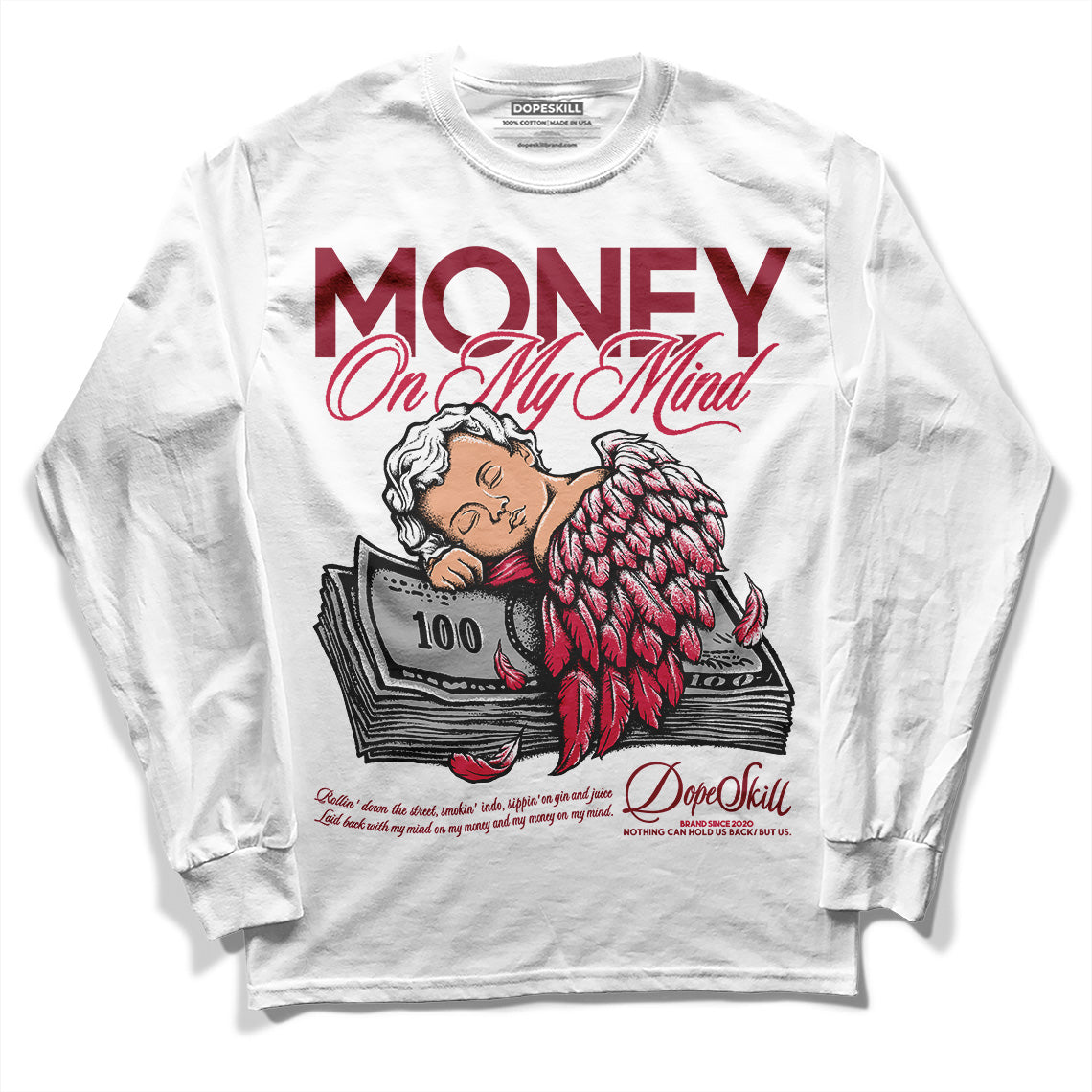 Jordan 1 Retro High '85 OG Metallic Burgundy DopeSkill Long Sleeve T-Shirt MOMM Graphic Streetwear - White