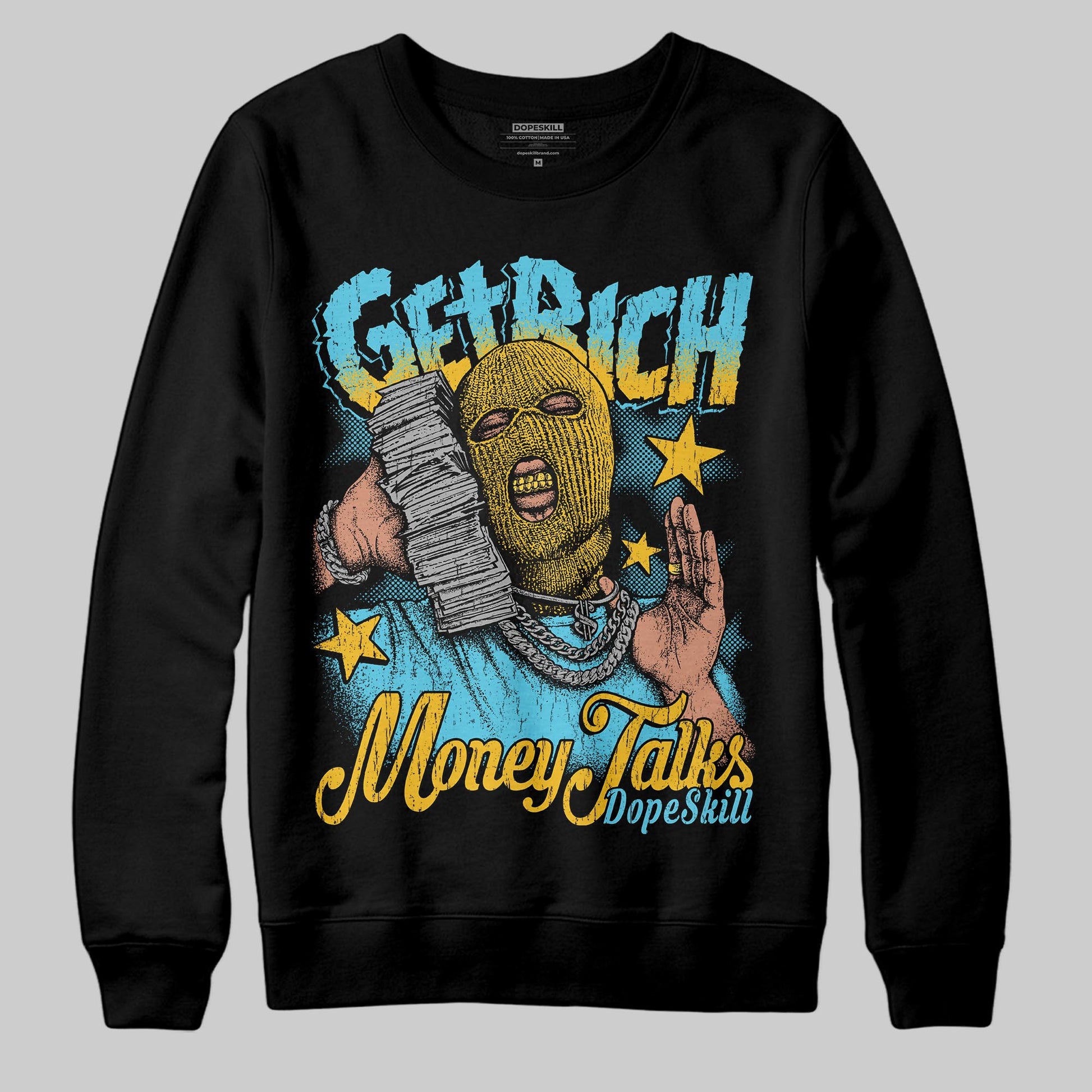 Jordan 11 Retro Gamma Blue (2025) DopeSkill Sweatshirt Get Rich Graphic Streetwear - Black