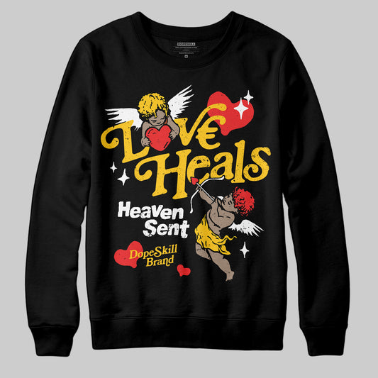 Yellow Sneakers DopeSkill Sweatshirt New Love Heals Graphic Streetwear - Black