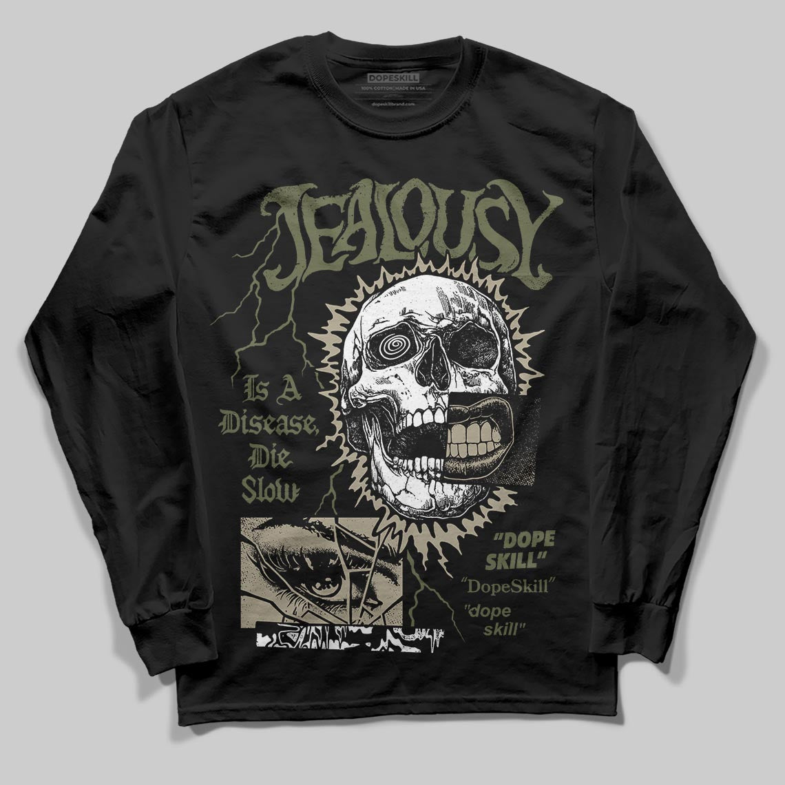 Olive Sneakers DopeSkill Long Sleeve T-Shirt Jealousy Graphic Streetwear - Black