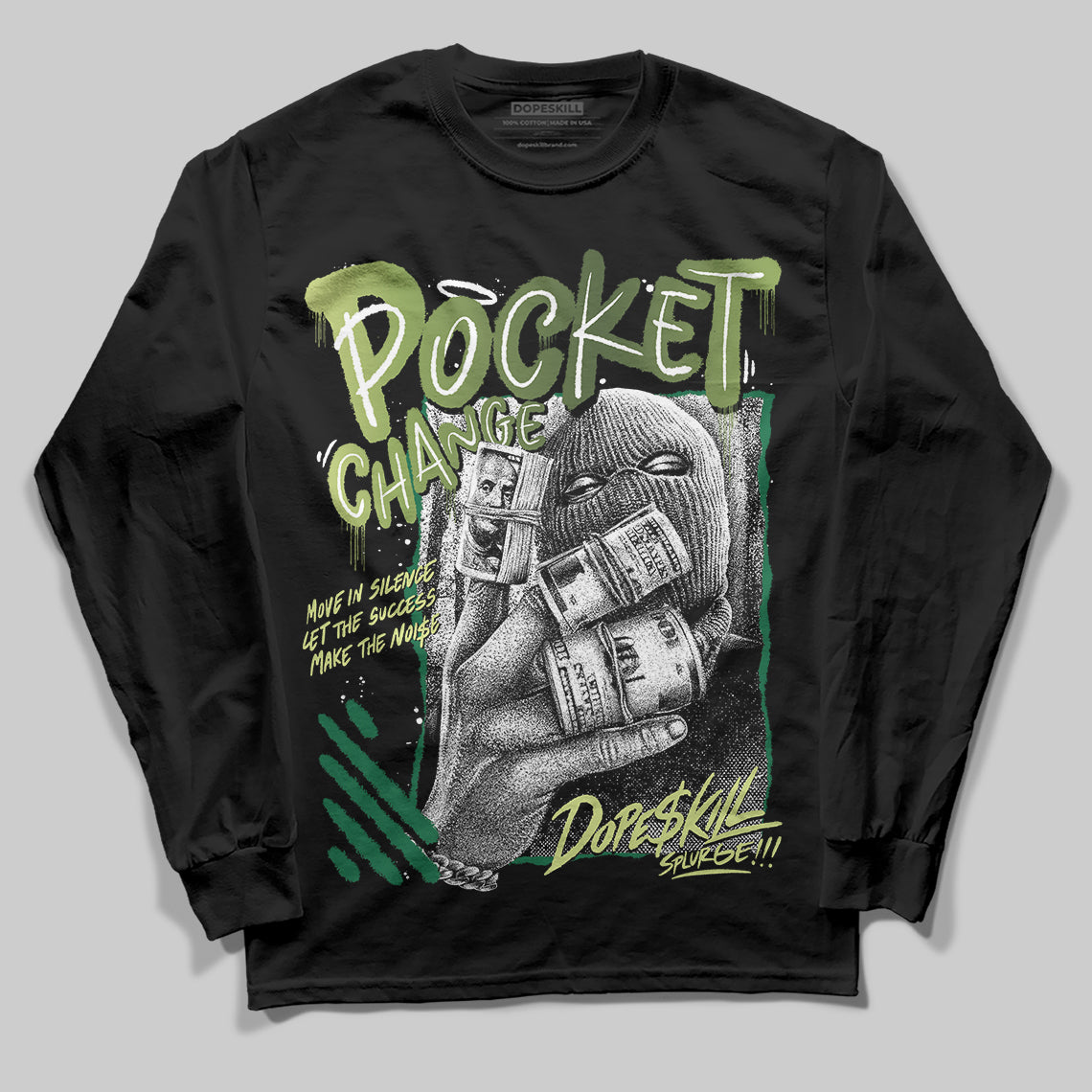 Foamposite Pro 'Pine Green' DopeSkill Long Sleeve T-Shirt Pocket Change Graphic Streetwear - Black