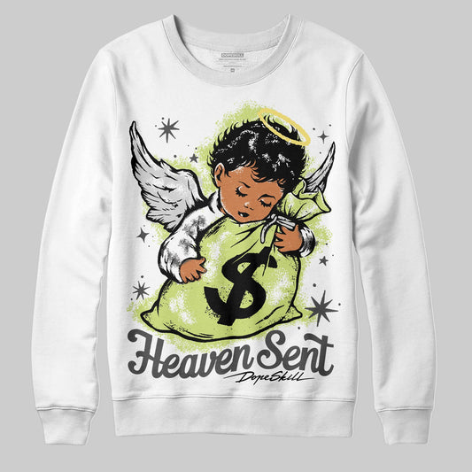 Jordan 4 GS “Light Lemon Twist” DopeSkill Sweatshirt Heaven Sent Graphic Streetwear - White 