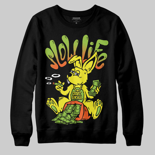 Neon Green Sneakers DopeSkill Sweatshirt Slow Life Graphic Streetwear - Black