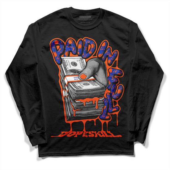 Dunk Low Futura Orange Blaze DopeSkill Long Sleeve T-Shirt Paid In Full Graphic Streetwear - Black