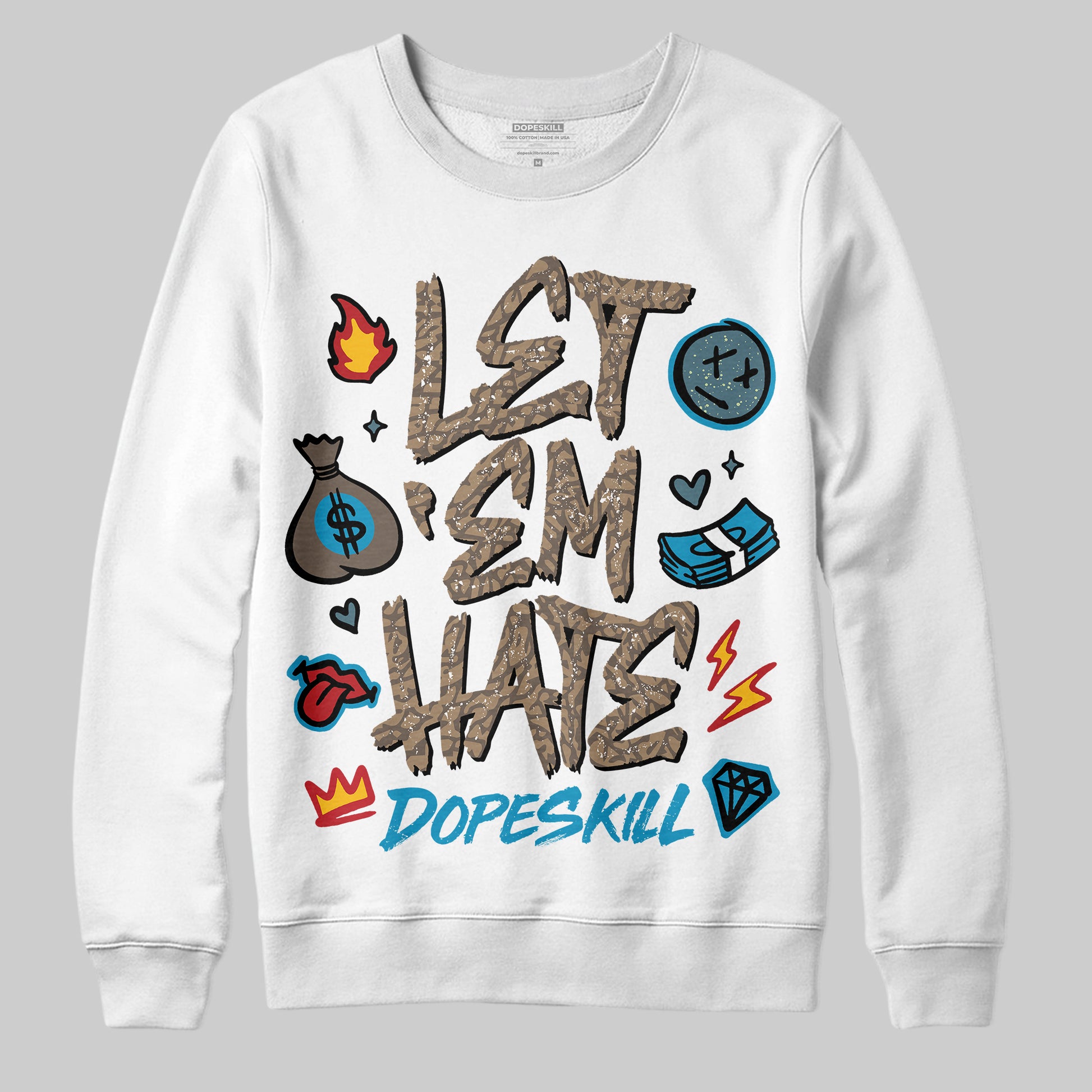 Jordan 3 GS “We Outside” DopeSkill Sweatshirt Let 'em Hate Graphic Streetwear - White 